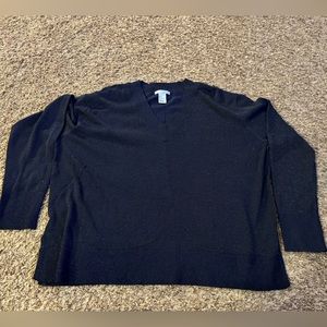H&M, navy with shimmer, v neck sweater